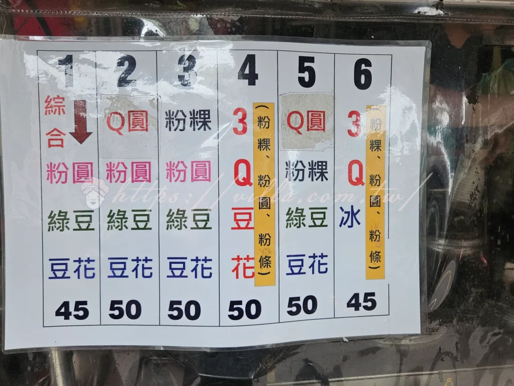 三重稅捐處豆花菜單,懶得選擇直接選號碼也可以